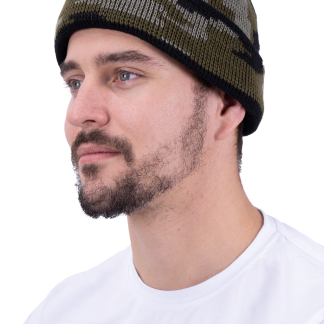 Шапка трикотажная с отворотом и флисовой подкладкой